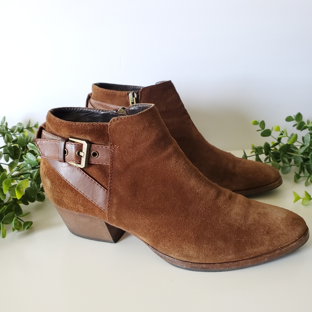 Aquatalia Farin Chestnut Suede Leather Ankle Boots